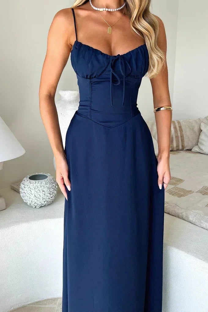 Frilled Strapless Maxi Dress with Adjustable Straps for Women