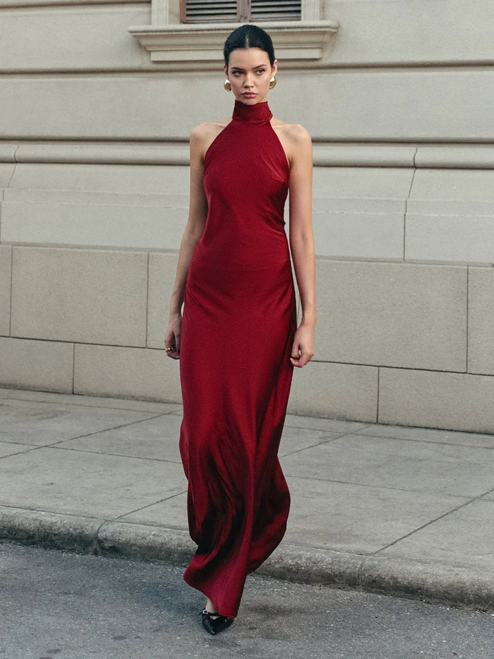 Long Backless Dress with Trailing Bow for Women