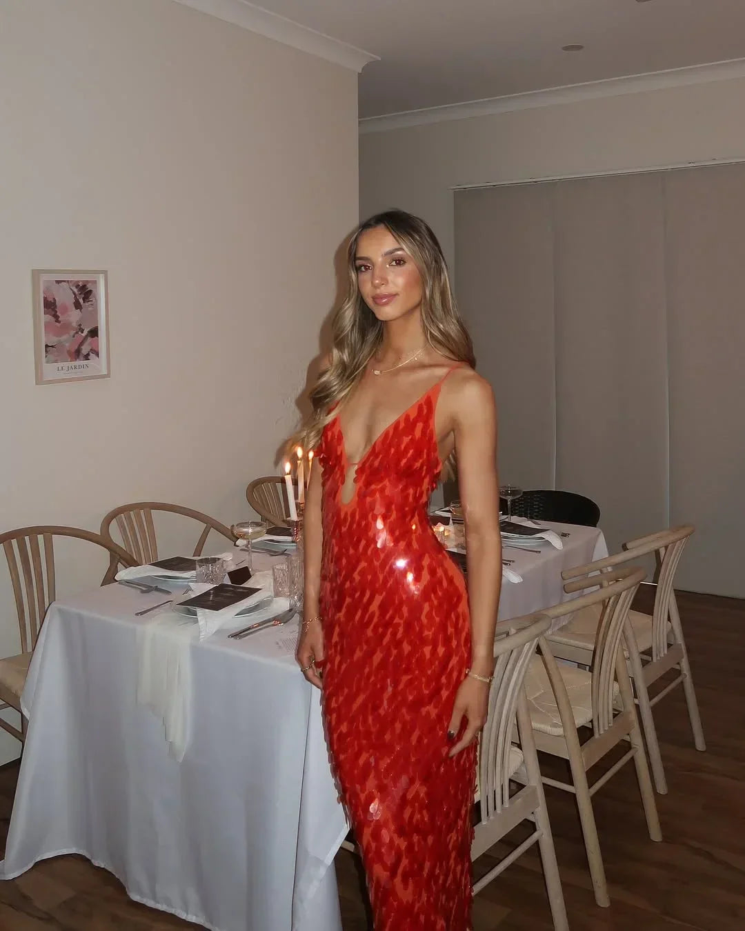 Sequin Maxi Dress with Spaghetti Straps for Women