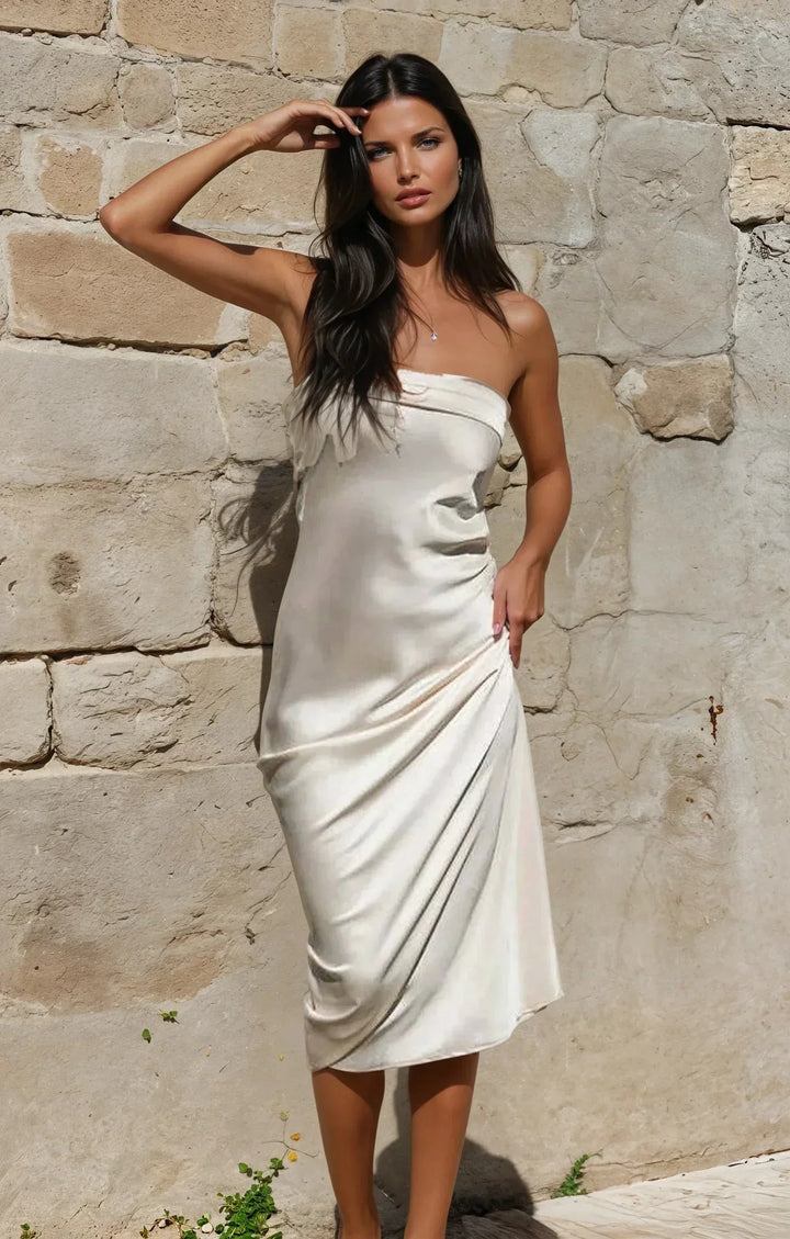 Satin Strapless Maxi Dress for Women
