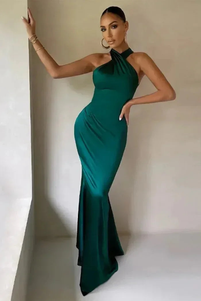 Maxi Dress with Crossover Neckline and Fitted Silhouette for Women