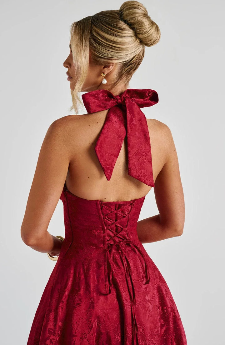 Midi Dress Backless Flared Skirt for Women