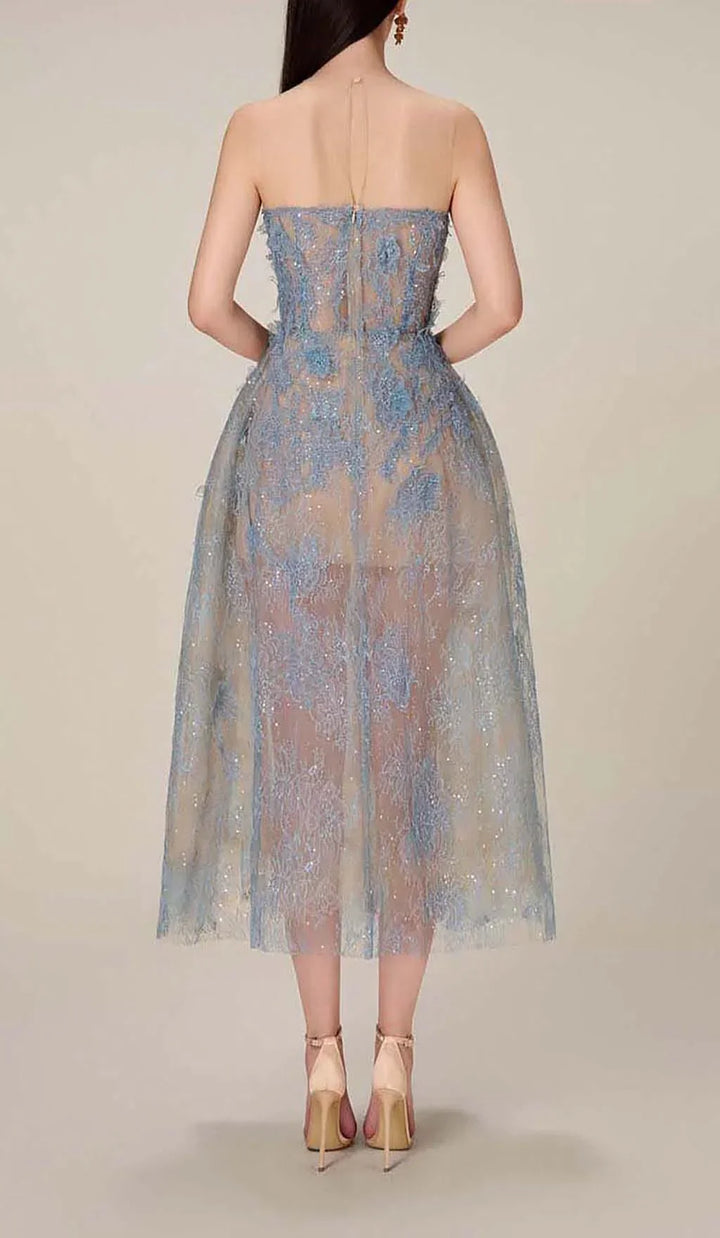 Floral Embroidery Midi Dress for Women