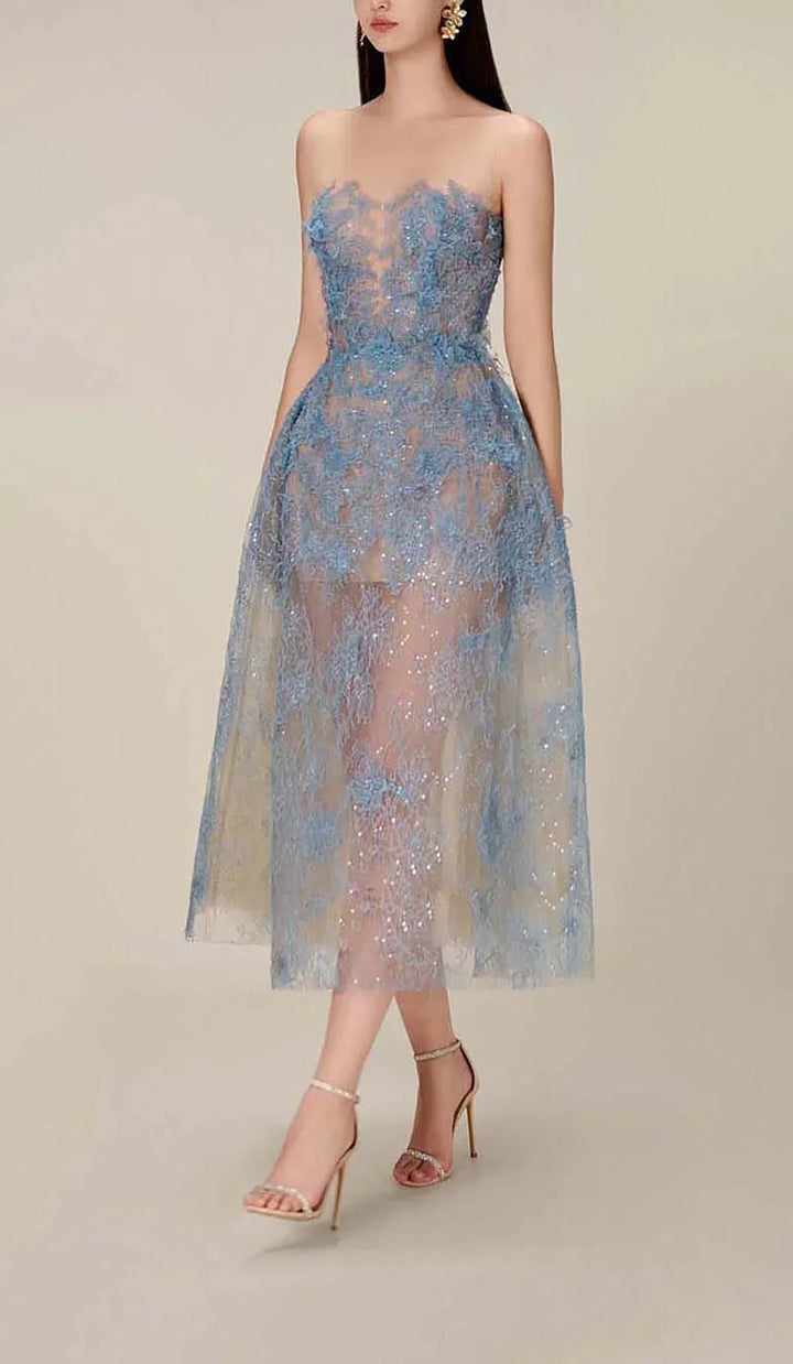 Floral Embroidery Midi Dress for Women