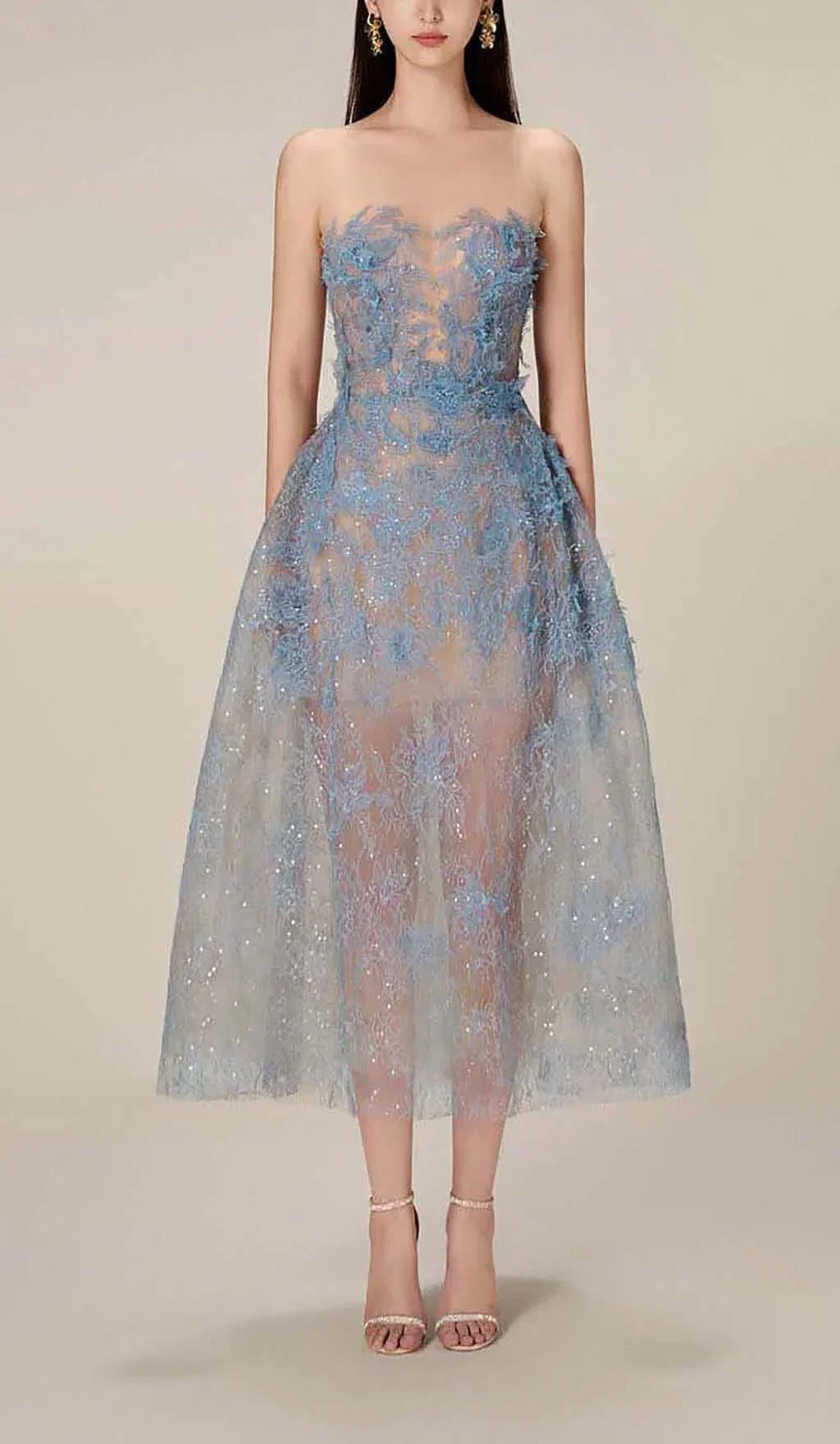 Floral Embroidery Midi Dress for Women