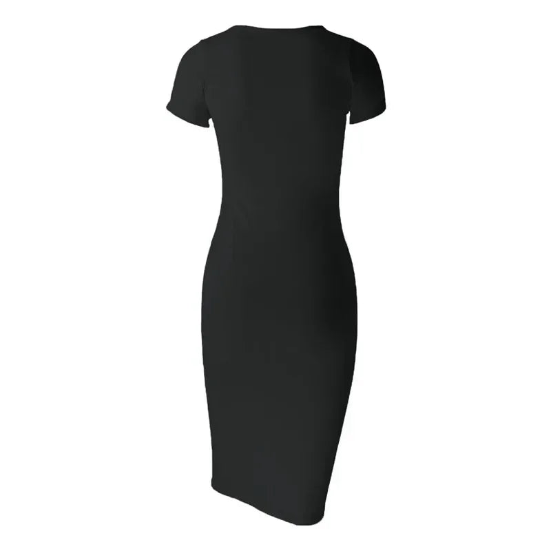 Midi Dress Fitted Short Sleeves for Women