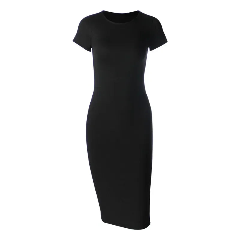 Midi Dress Fitted Short Sleeves for Women