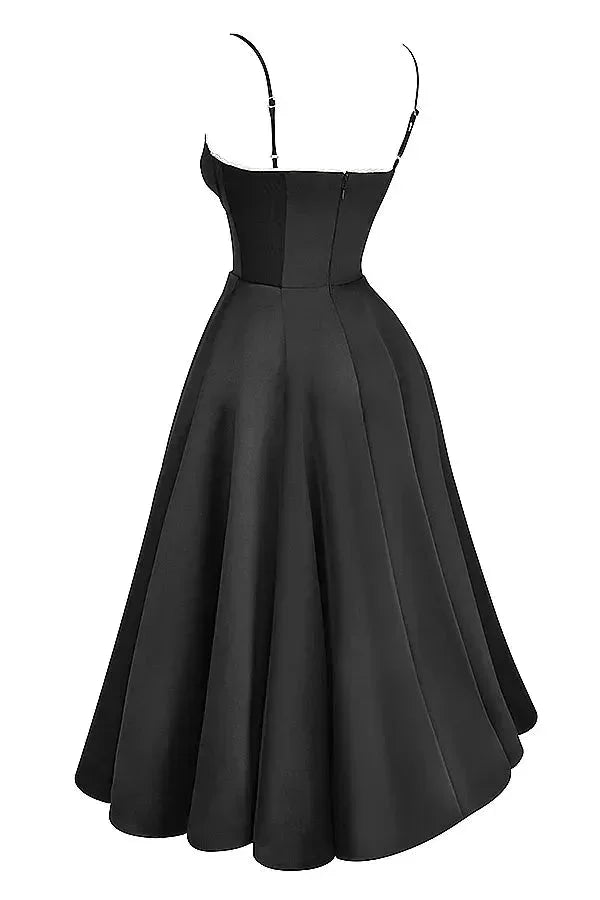 Satin Midi Dress with Fine Straps for Women