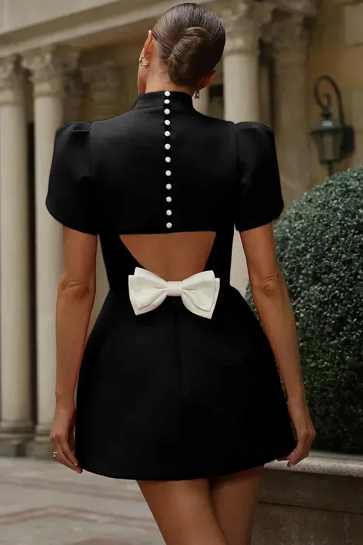 Mini Dress with Puff Sleeves for Women