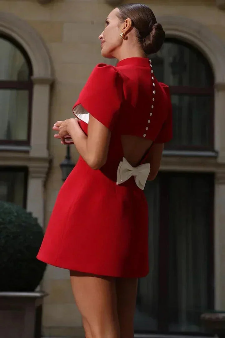 Mini Dress with Puff Sleeves for Women
