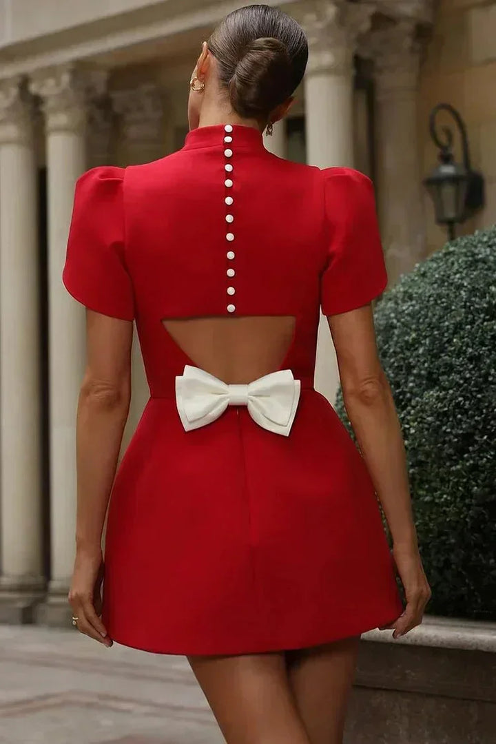 Mini Dress with Puff Sleeves for Women