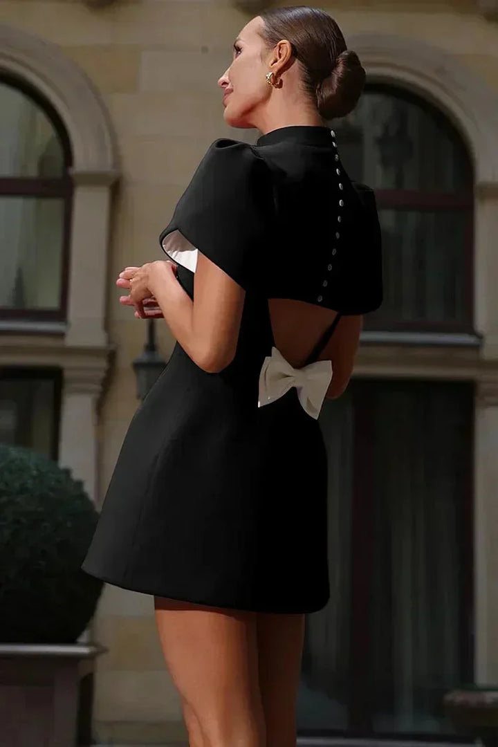 Mini Dress with Puff Sleeves for Women