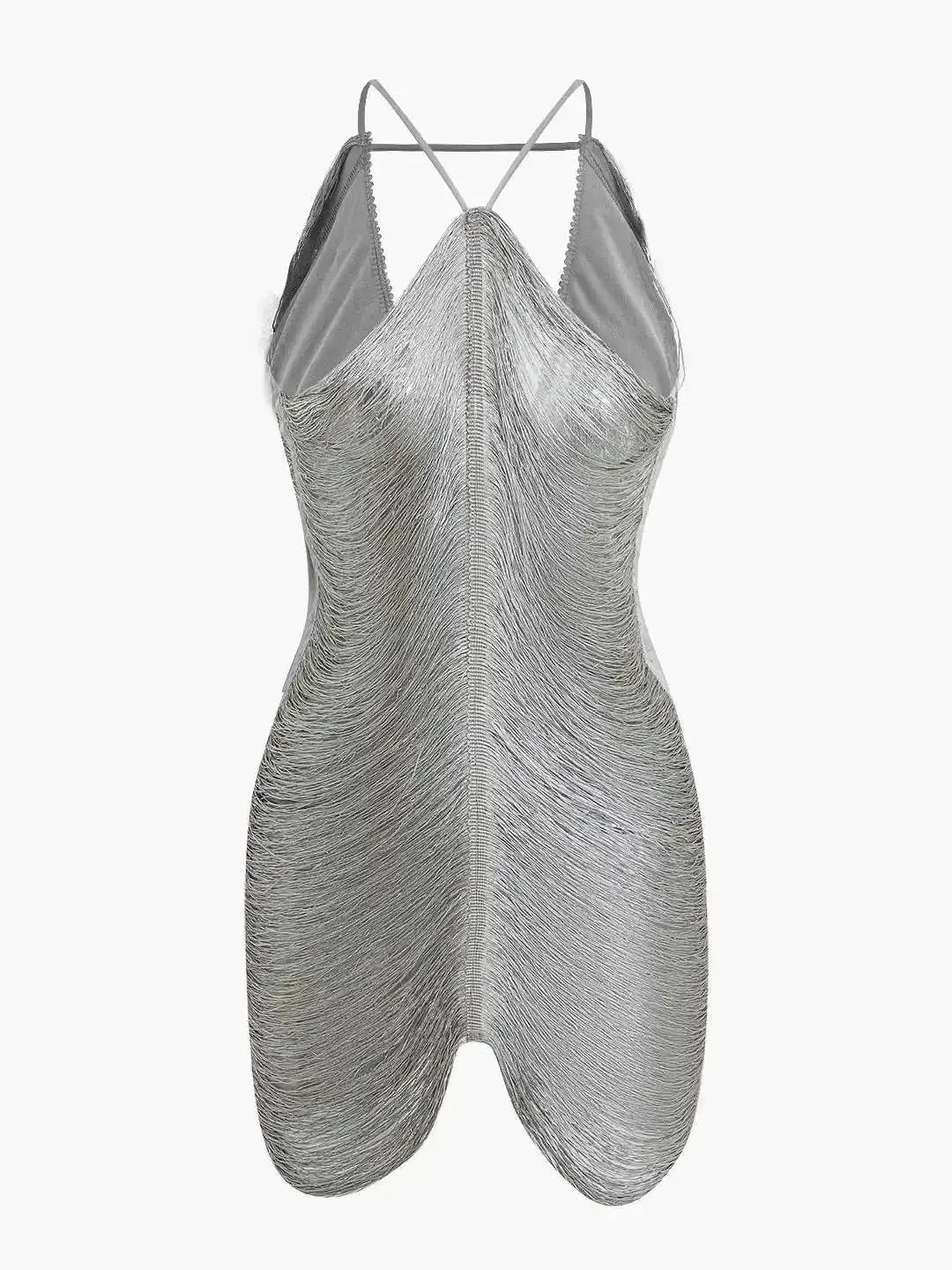 Short Metallic Dress Asymmetrical Backless for Women