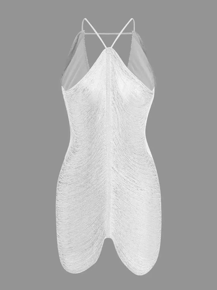 Short Metallic Dress Asymmetrical Backless for Women