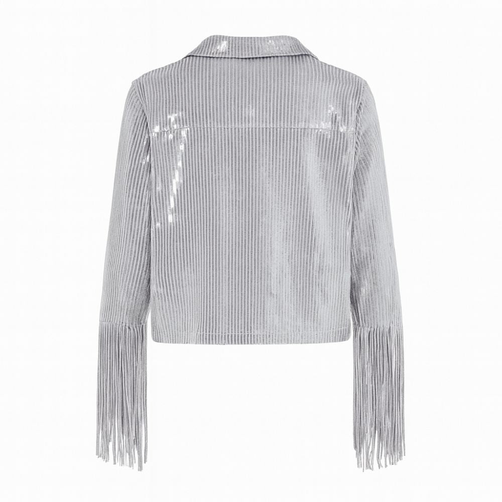 Fringe Sequin Top Gold Statement Party Festival Elegant Style