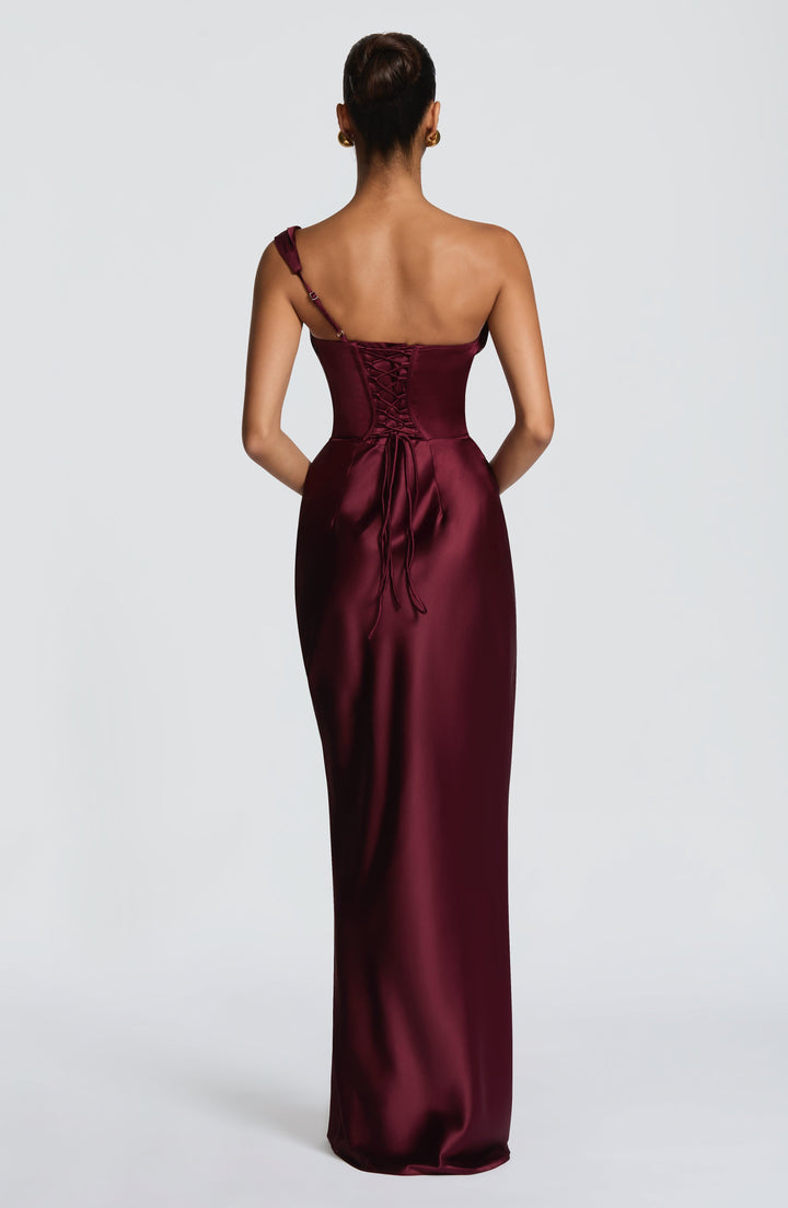 Asymmetrical Maxi Dress with Lace Up Back for Women