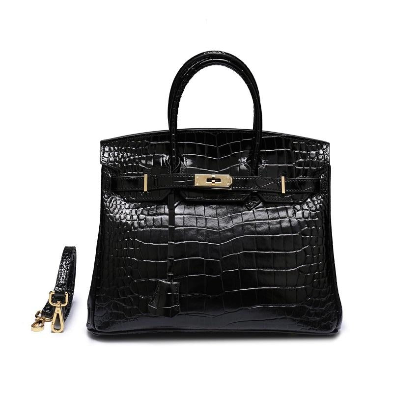 Top Handle Handbag with Turn Lock Closure for Women