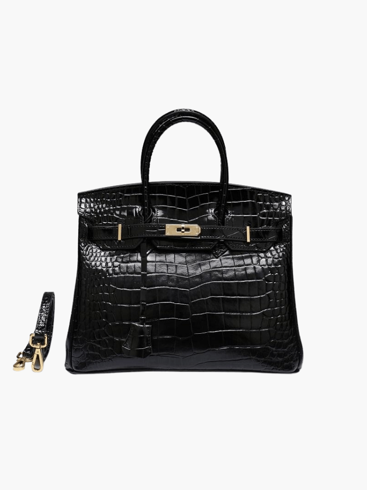 Top Handle Handbag with Turn Lock Closure for Women