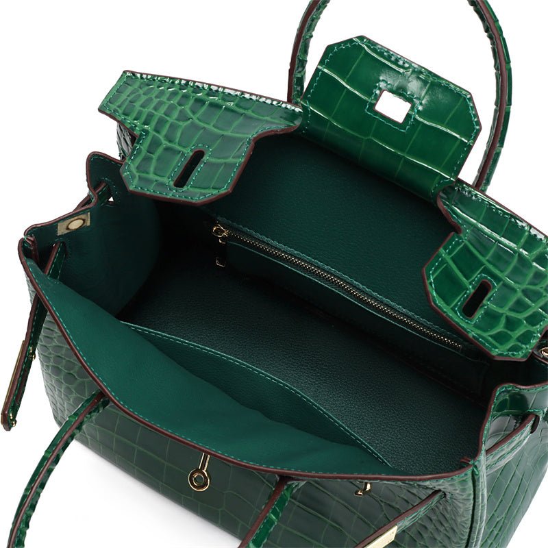 Top Handle Handbag with Turn Lock Closure for Women
