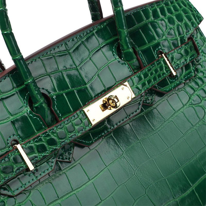 Top Handle Handbag with Turn Lock Closure for Women