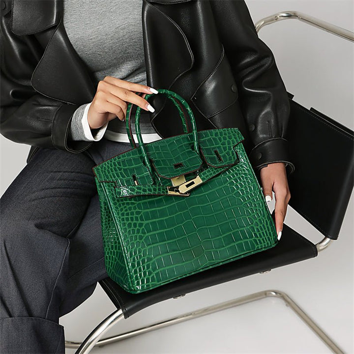 Top Handle Handbag with Turn Lock Closure for Women