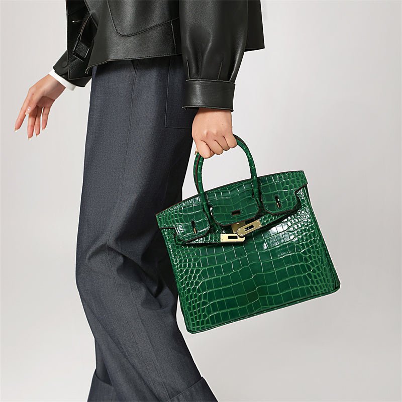 Top Handle Handbag with Turn Lock Closure for Women