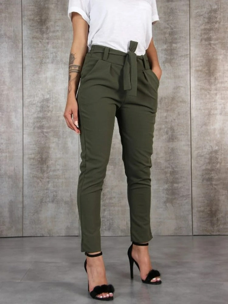 Trousers High Waist Tailored Fit Elegant Everyday Style