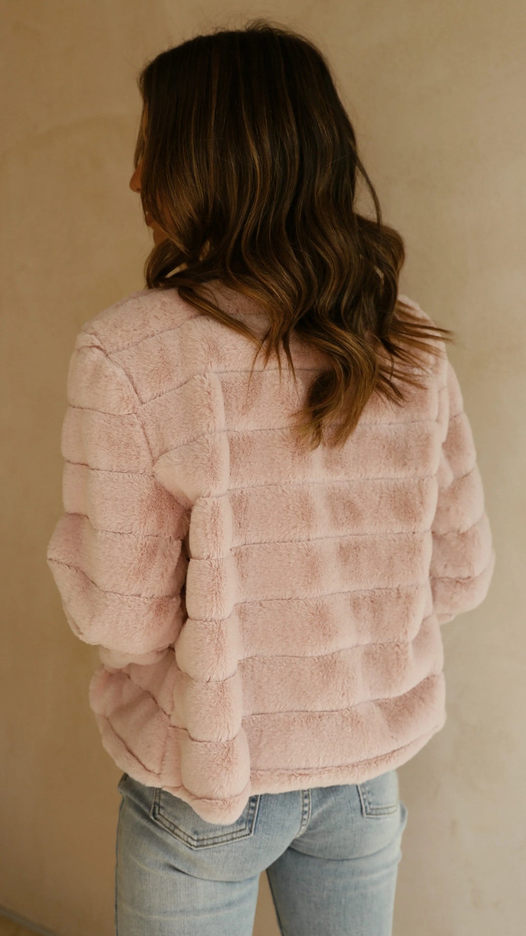 Women's Faux Fur Jacket with Open Front and Cropped Fit