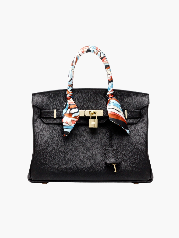 Top Handle Handbag with Turn Lock Closure for Women