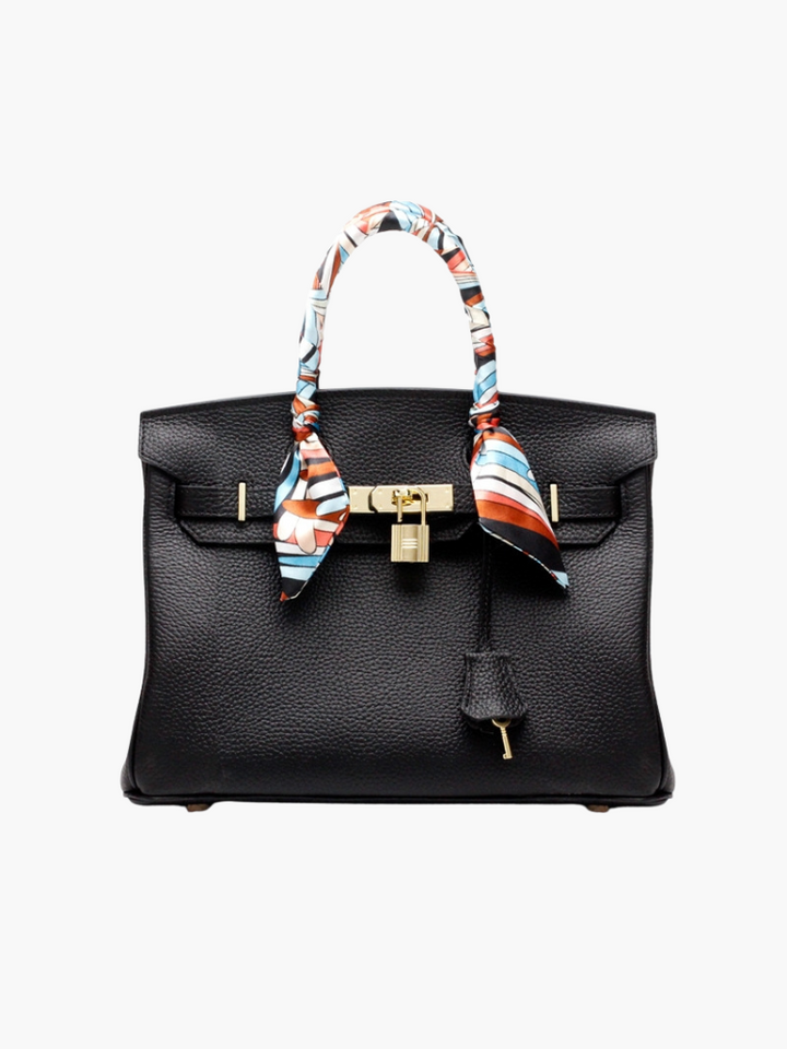 Top Handle Handbag with Turn Lock Closure for Women