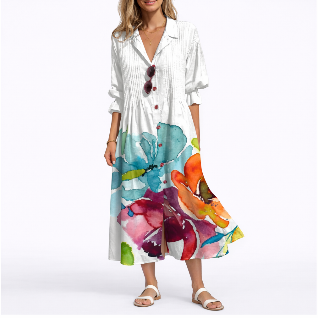 Maxi Dress Floral Print Flattering Fit Elegant Flowing Comfort Style