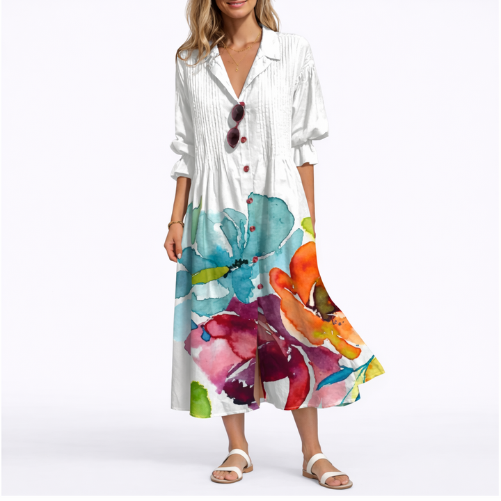 Maxi Dress Floral Print Flattering Fit Elegant Flowing Comfort Style