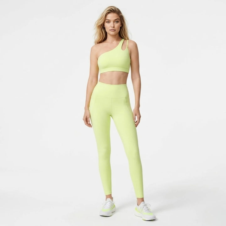 Two Piece Set One Shoulder Sports Bra High Waist Leggings Activewear Set