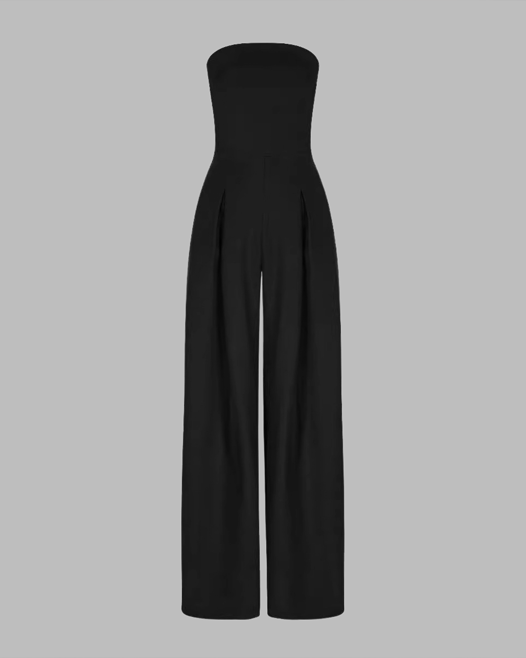 Strapless Jumpsuit Wide Leg Pockets Relaxed Fit Casual Style